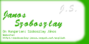 janos szoboszlay business card